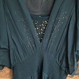 Ritu Kumar Blue Pleated Wrap Midi Dress